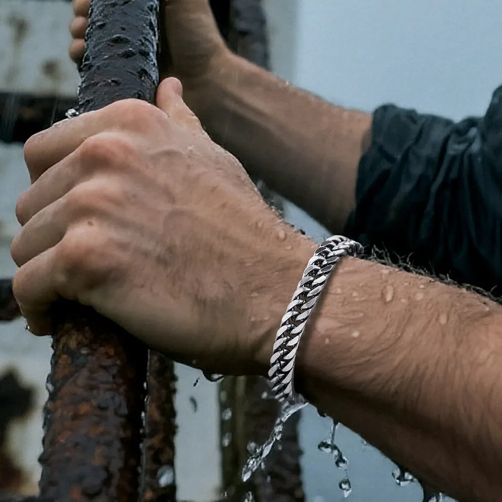 Miami Cuban Link Chain Bracelet for Men in Stainless Steel sold by FaithHeart product image thumbnail 4