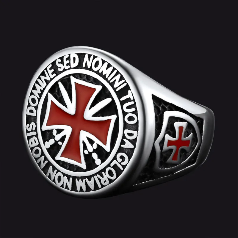 Red Knights Templar Cross Ring For Men sold by FaithHeart