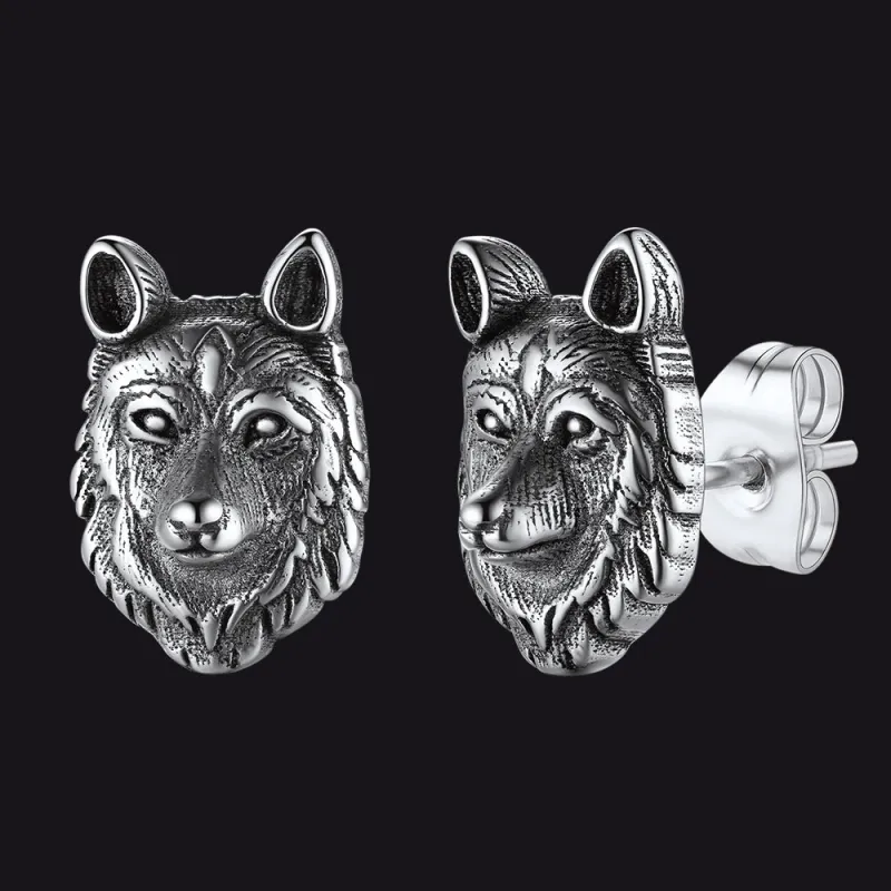 Norse Viking Wolf Stud Earrings For Men sold by FaithHeart
