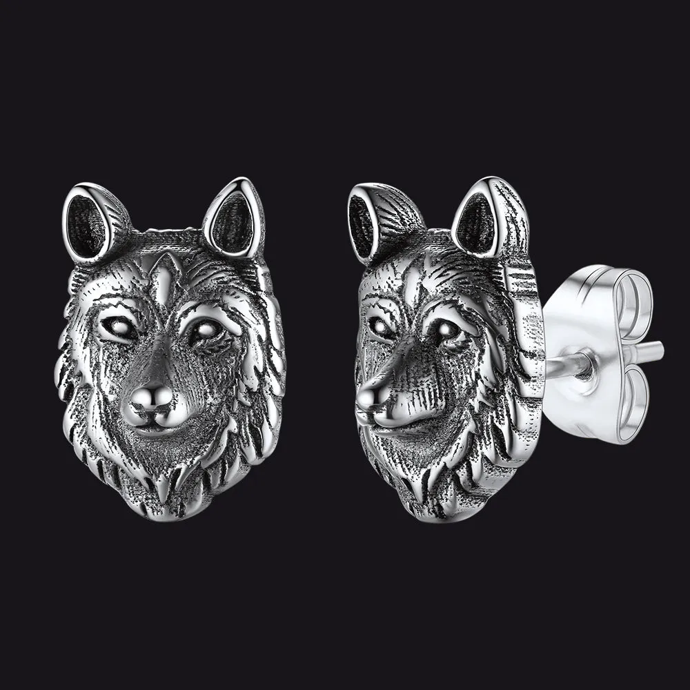 Norse Viking Wolf Stud Earrings For Men sold by FaithHeart