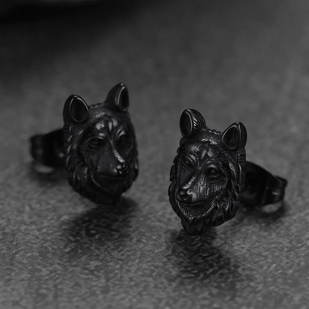 Norse Viking Wolf Stud Earrings For Men sold by FaithHeart product image thumbnail 5