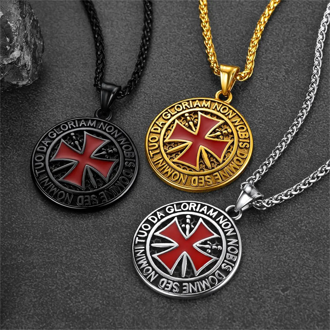 Knights Templar Cross Medallion Necklace For Men sold by FaithHeart product image thumbnail 3