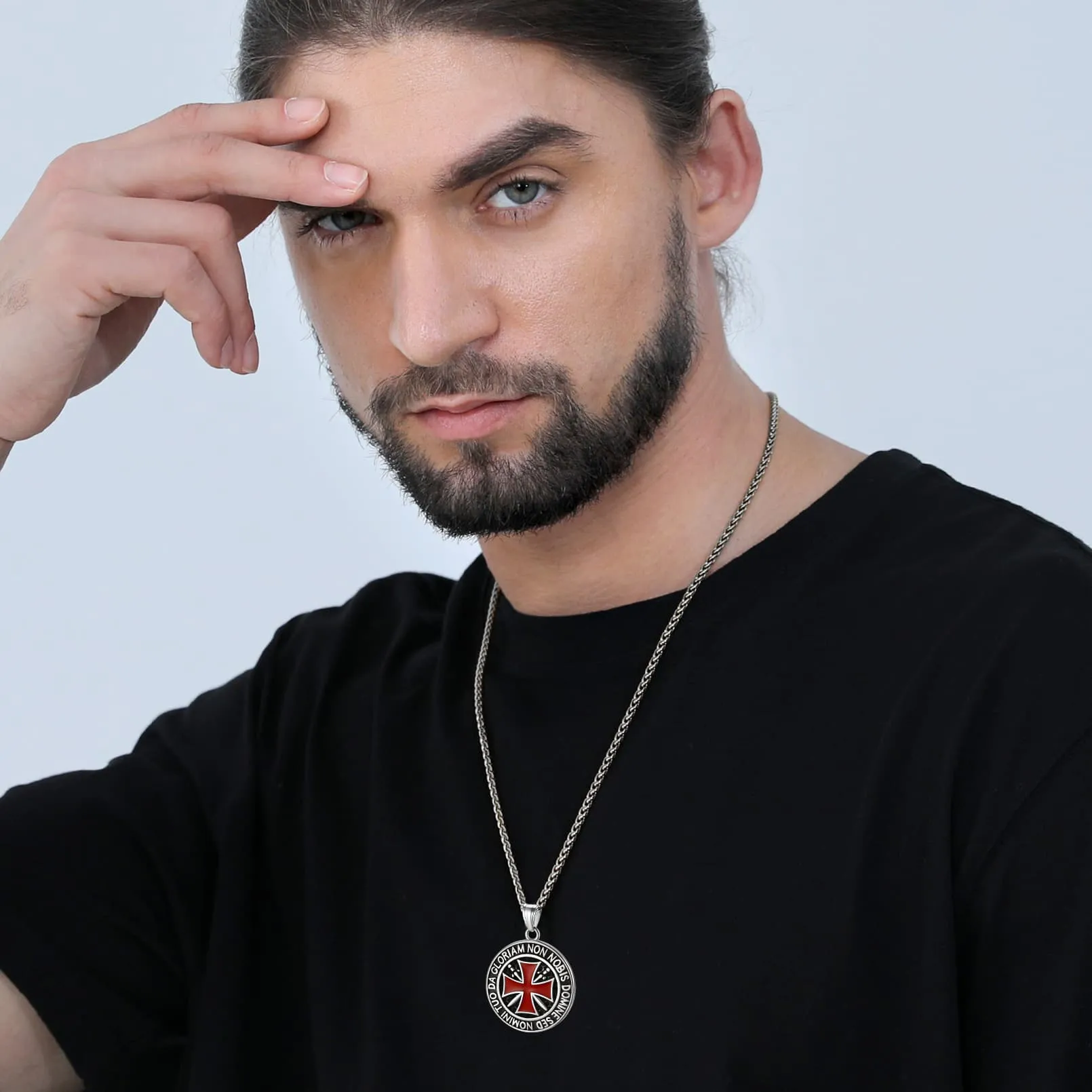 Knights Templar Cross Medallion Necklace For Men sold by FaithHeart product image thumbnail 2