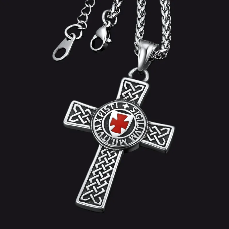 Knights Templar Celtic Cross Pendant Necklace For Men Women sold by FaithHeart