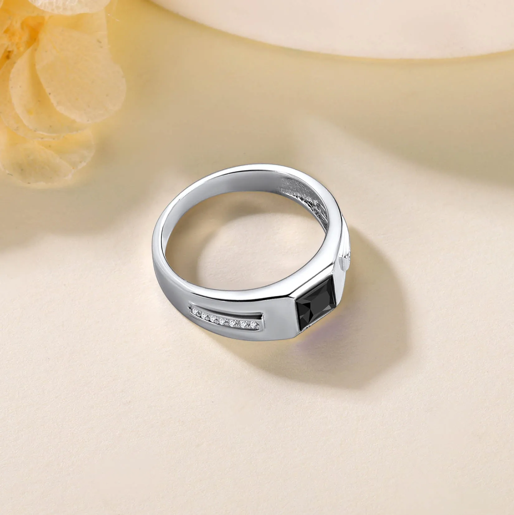 Minimalist Black Onyx Band Ring For Men sold by FaithHeart product image thumbnail 5