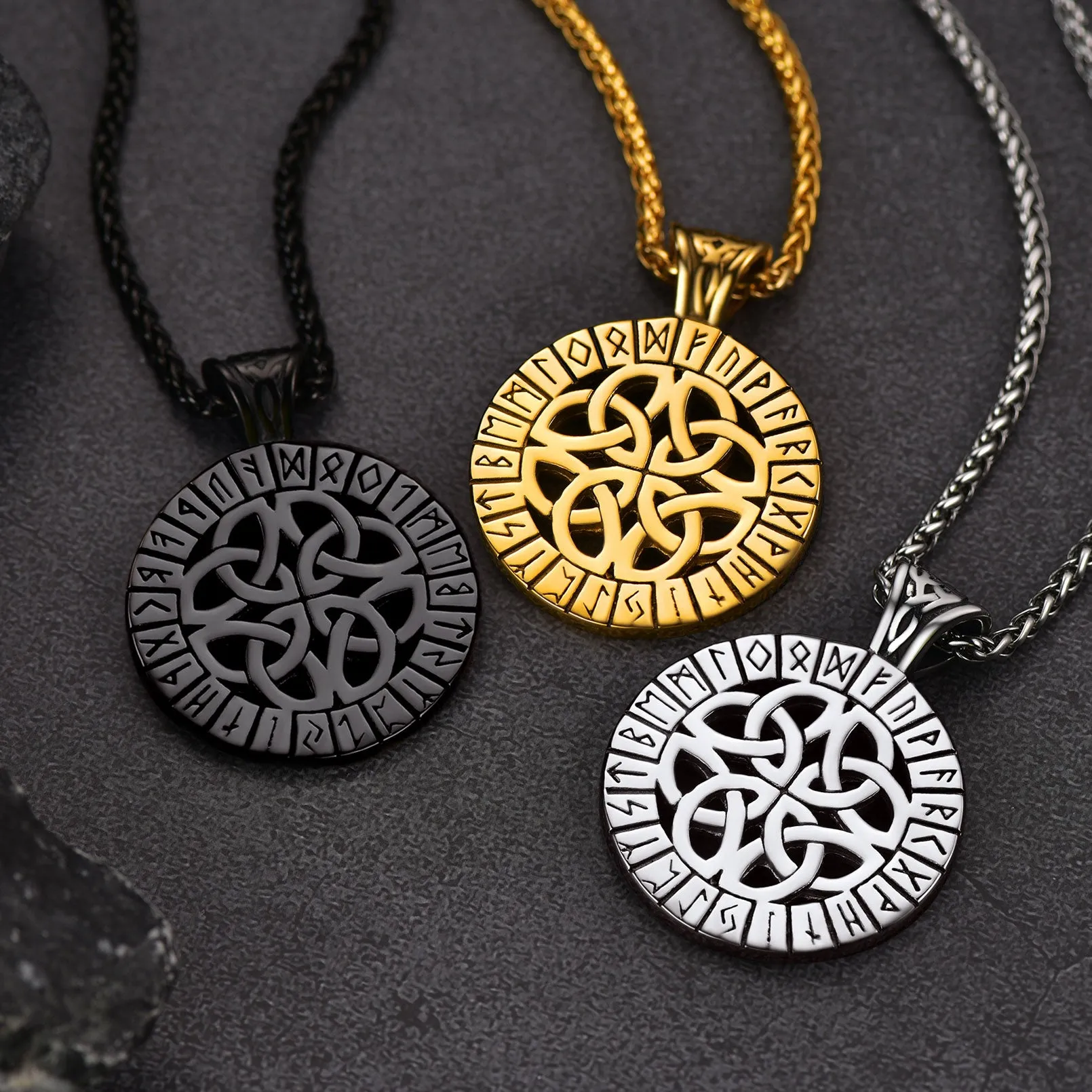 Irish Celtic Knot Necklace with Viking Runes For Men sold by FaithHeart product image thumbnail 3