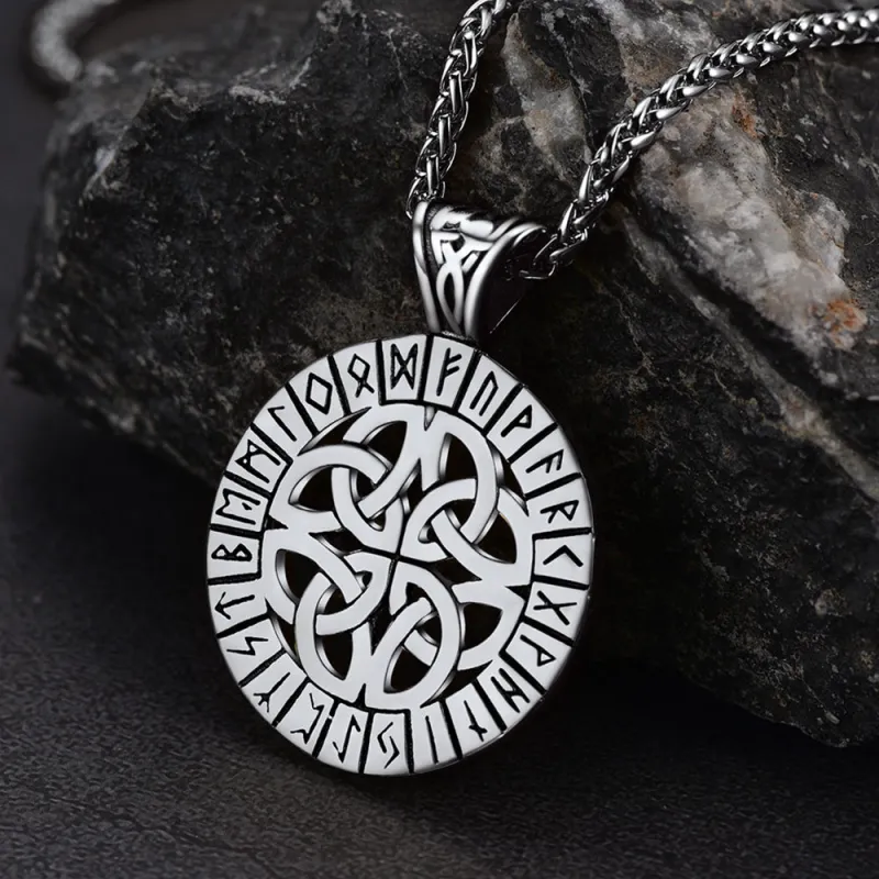 Irish Celtic Knot Necklace with Viking Runes For Men sold by FaithHeart