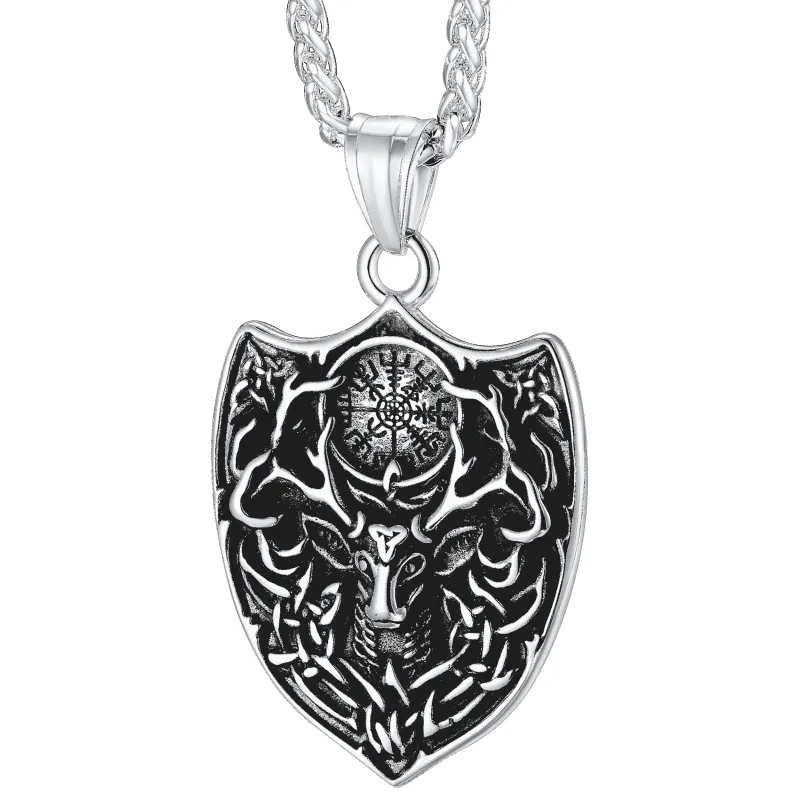 Flash Sale Norse Viking Compass Deer Necklace For Men sold by FaithHeart