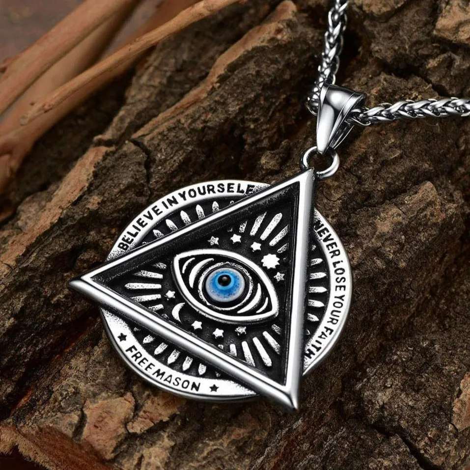 Masonic Triangle All Seeing Eye Necklace For Men sold by FaithHeart product image thumbnail 5