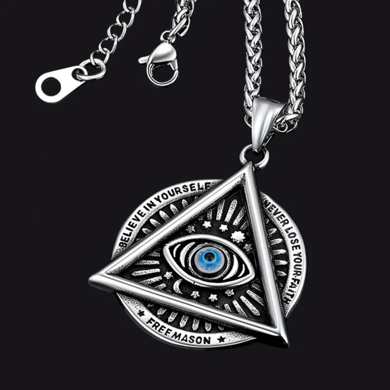 Masonic Triangle All Seeing Eye Necklace For Men sold by FaithHeart
