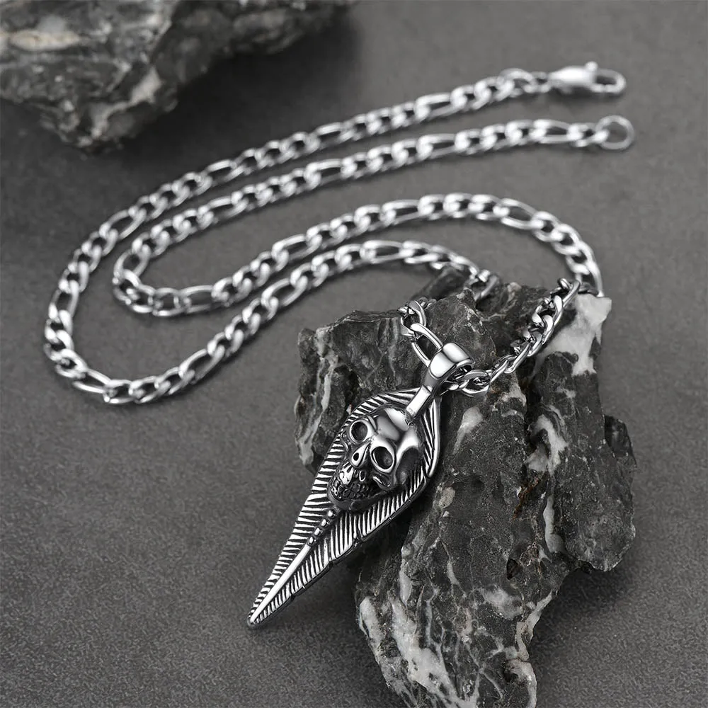 Punk Leaves Skull Pendant Necklace For Men sold by FaithHeart product image thumbnail 5