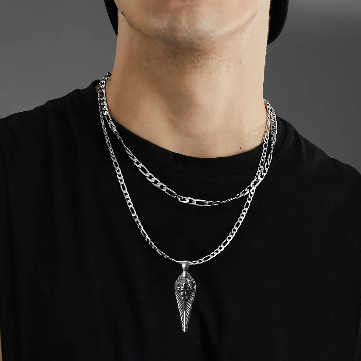 Punk Leaves Skull Pendant Necklace For Men sold by FaithHeart product image thumbnail 2