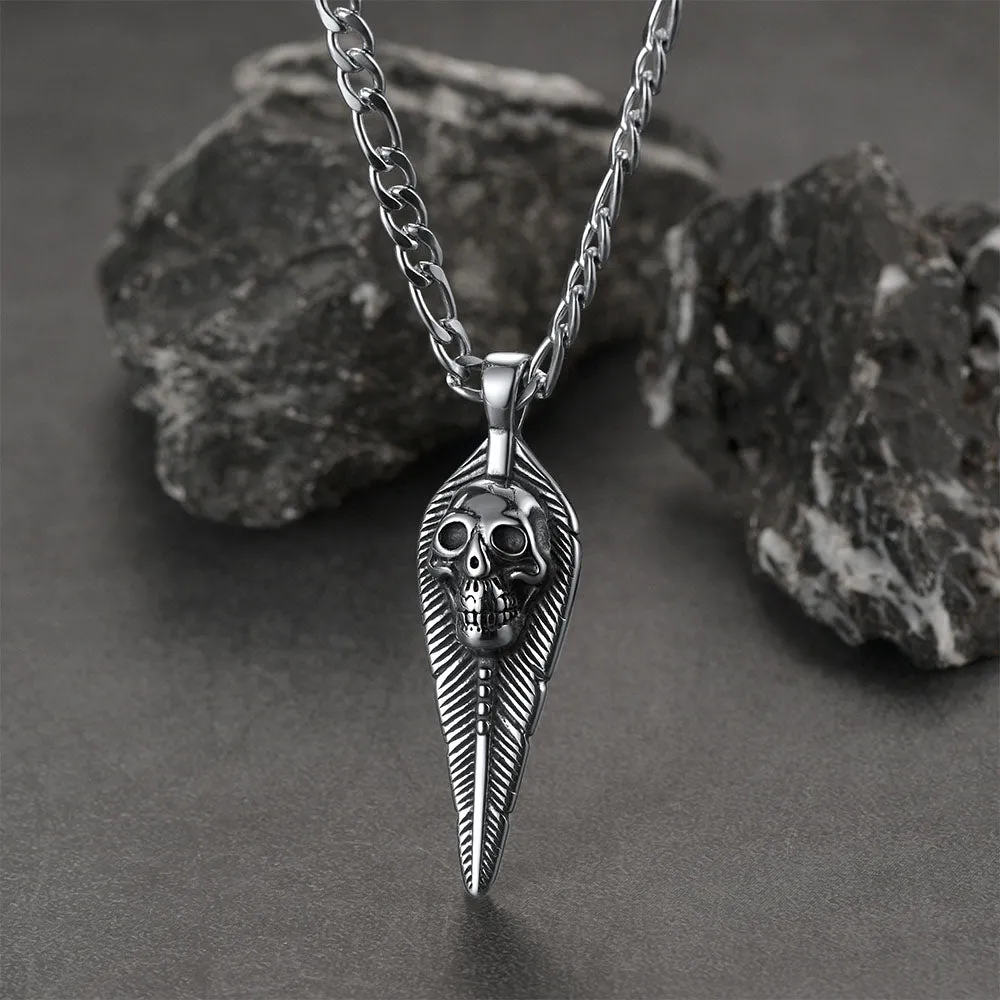 Punk Leaves Skull Pendant Necklace For Men sold by FaithHeart product image thumbnail 3