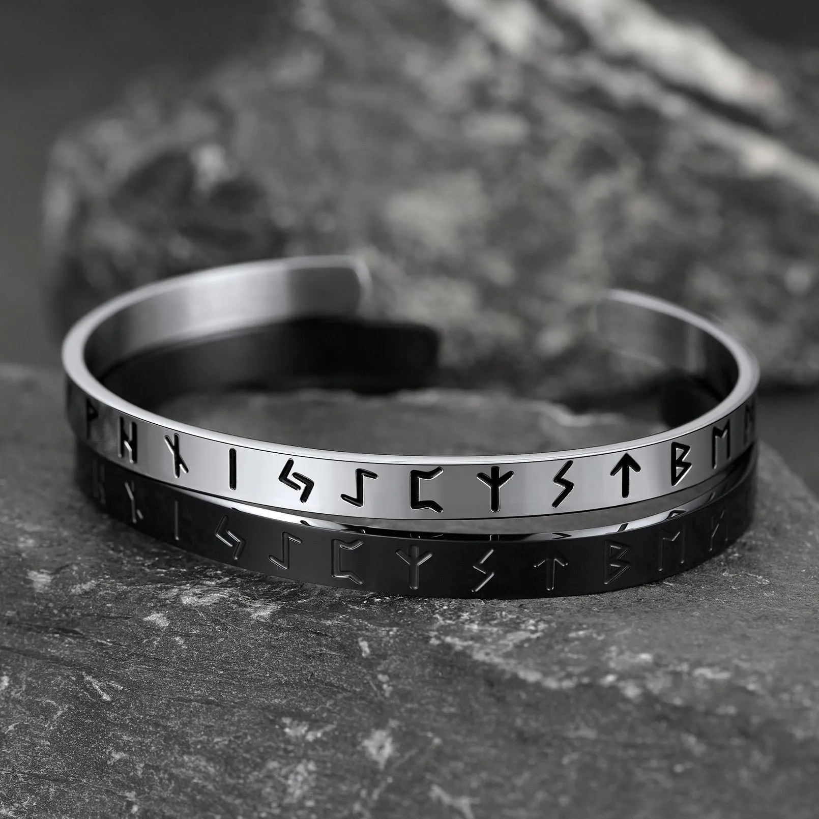 Norse Viking Runes Bangle Cuff Bracelet For Men sold by FaithHeart product image thumbnail 4
