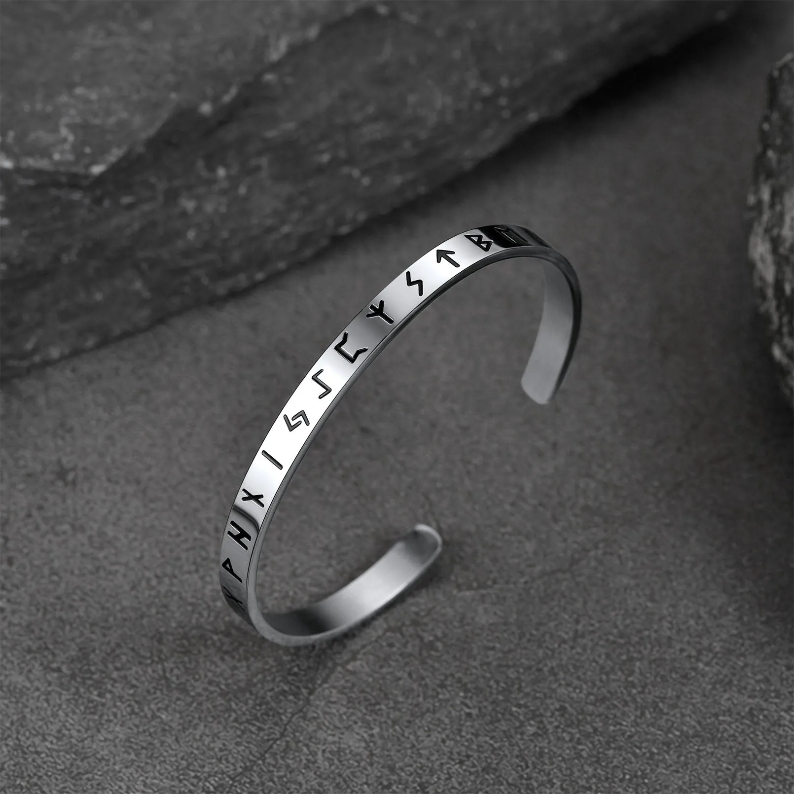 Norse Viking Runes Bangle Cuff Bracelet For Men sold by FaithHeart product image thumbnail 5