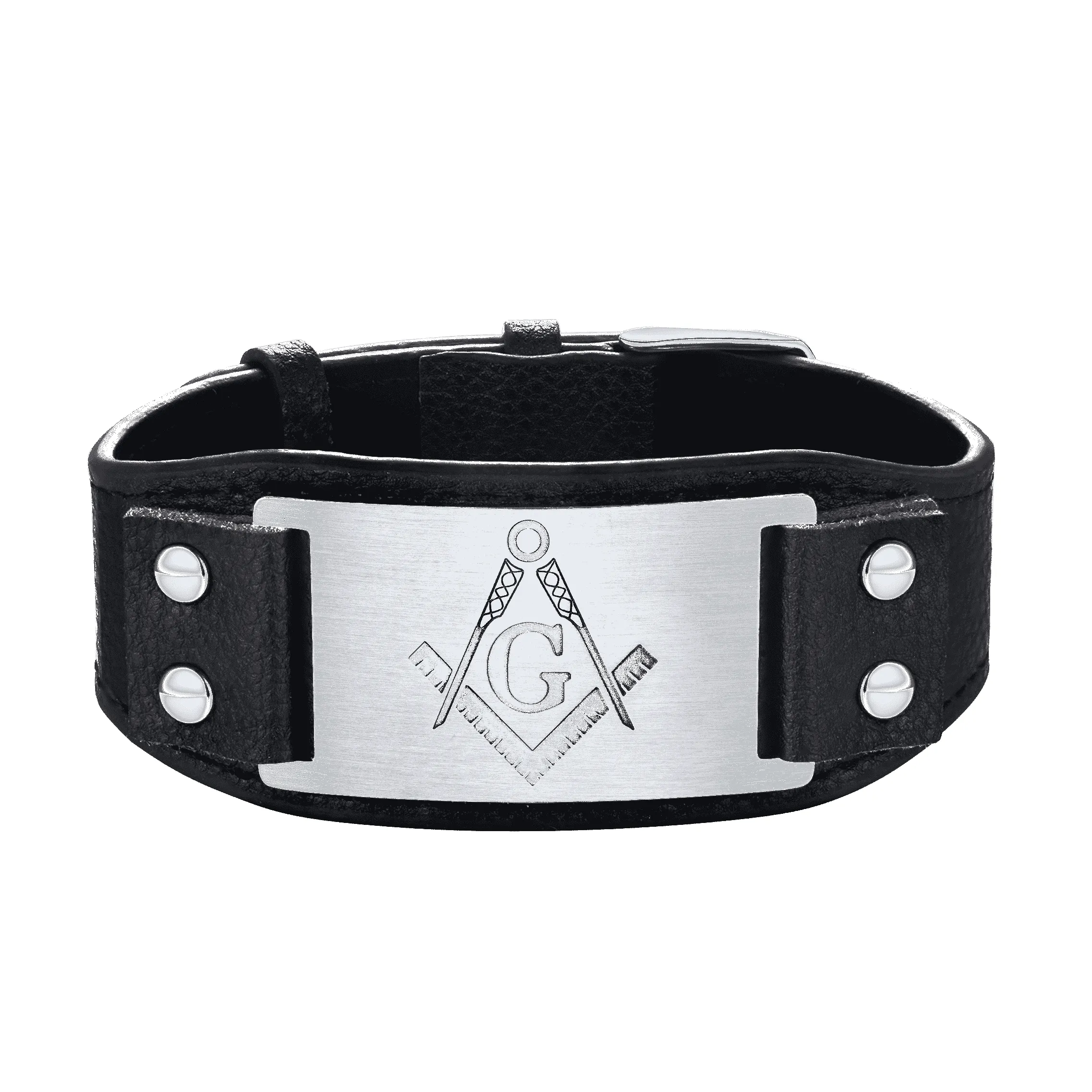 Flash Sale Masonic Cuff Bracelet Leather Wristband For Men sold by FaithHeart