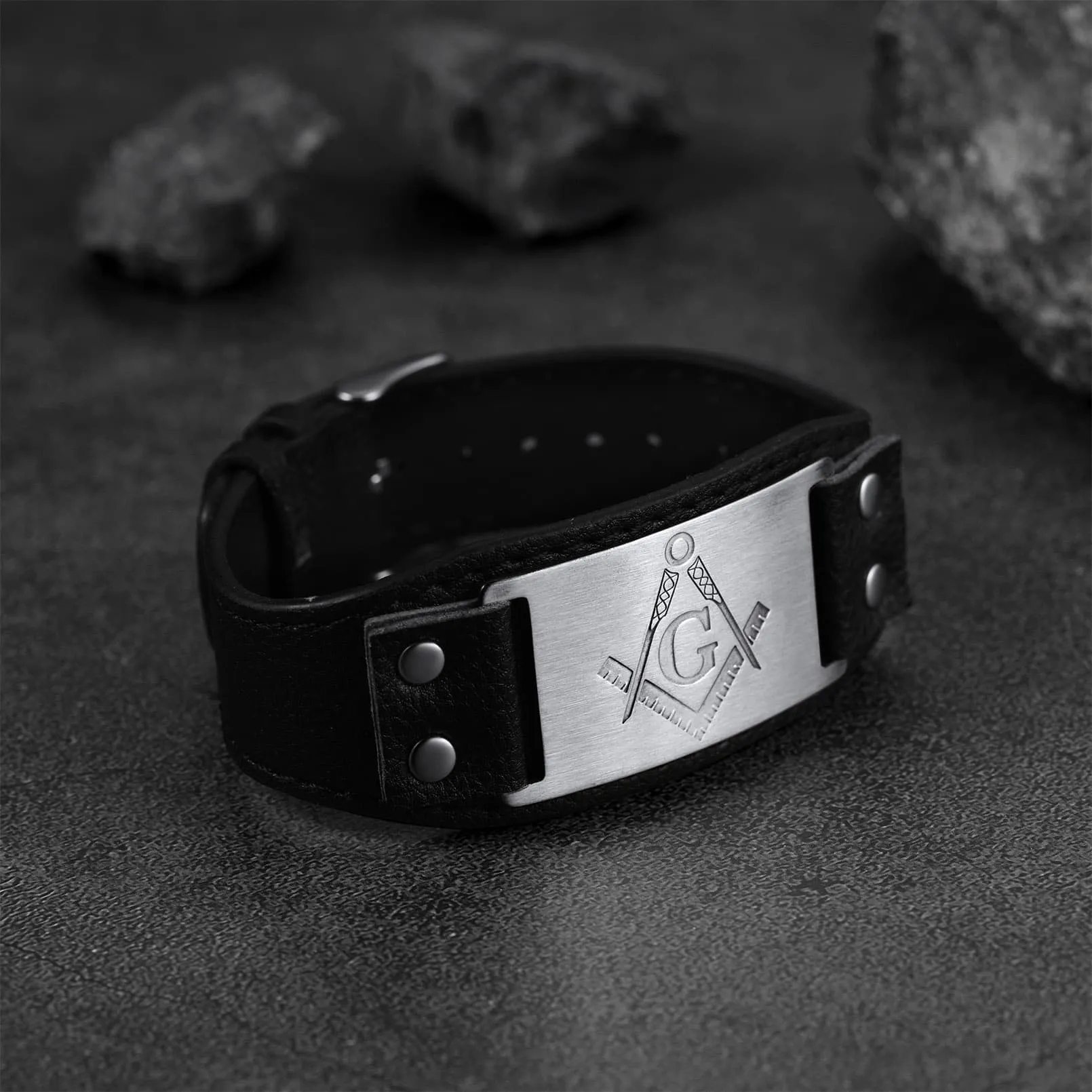 Flash Sale Masonic Cuff Bracelet Leather Wristband For Men sold by FaithHeart product image thumbnail 3