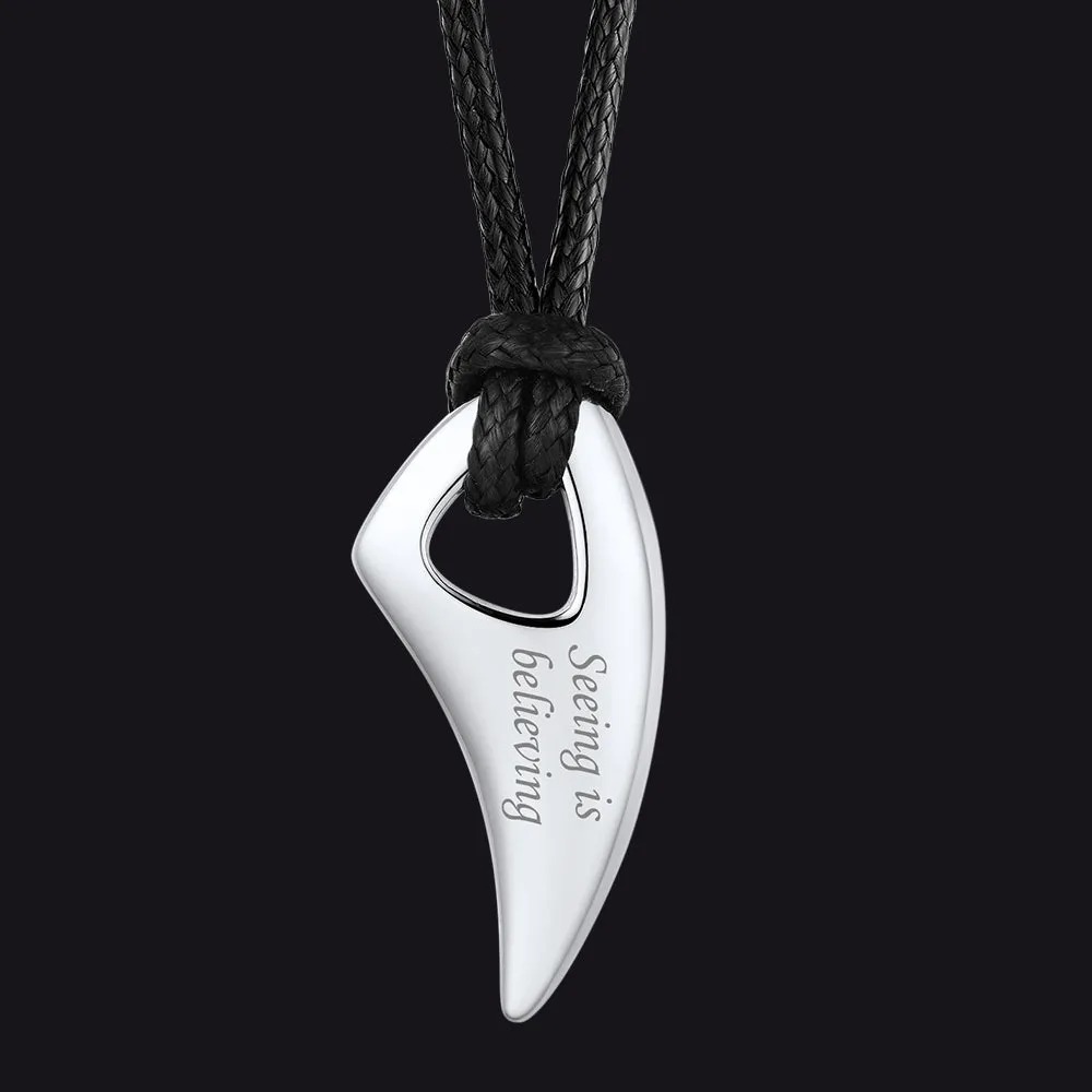 Norse Viking Wolf Tooth Spear Pendant Necklace for Men sold by FaithHeart