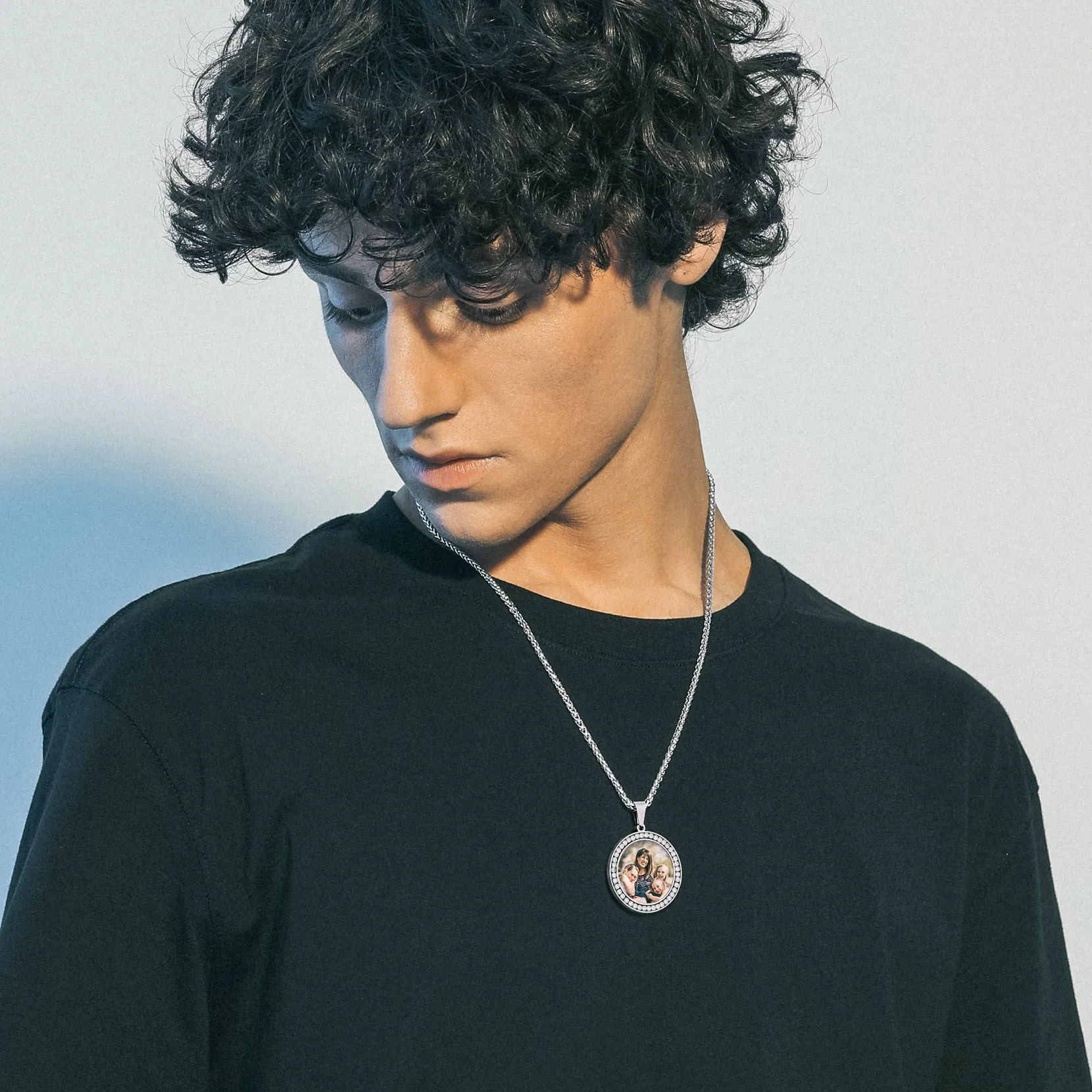 Customized CZ Picture Necklace Memorial Pendant for Men Women sold by FaithHeart product image thumbnail 3