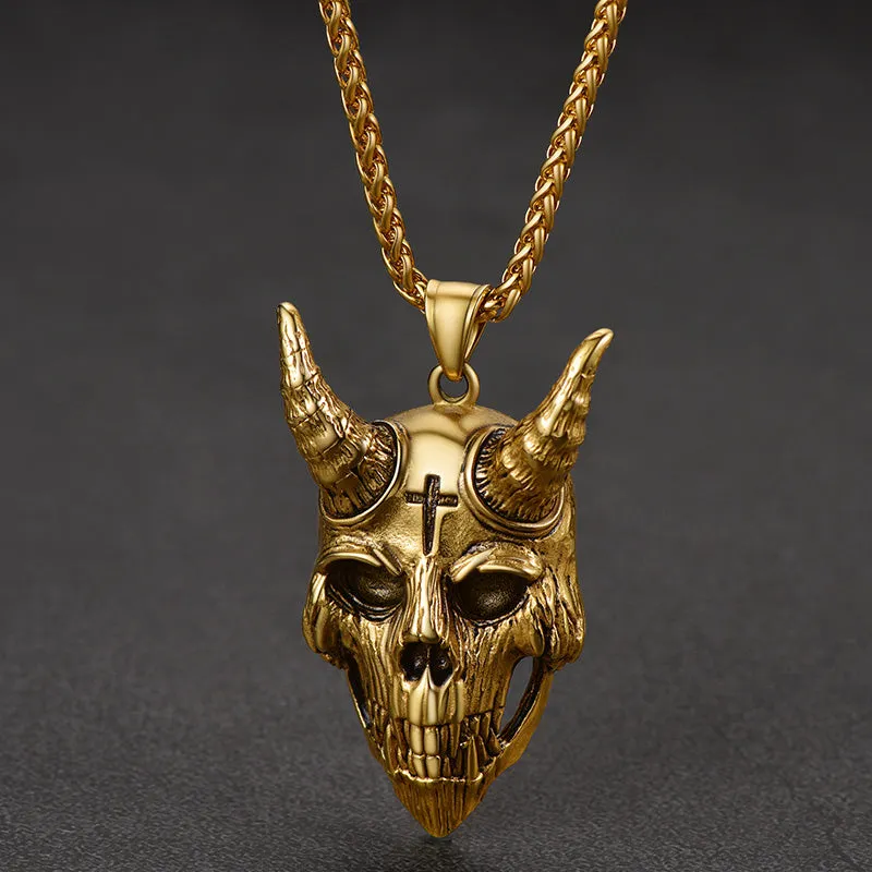 Gothic Skull Goat Necklace Devil Pendant for Men sold by FaithHeart product image thumbnail 4