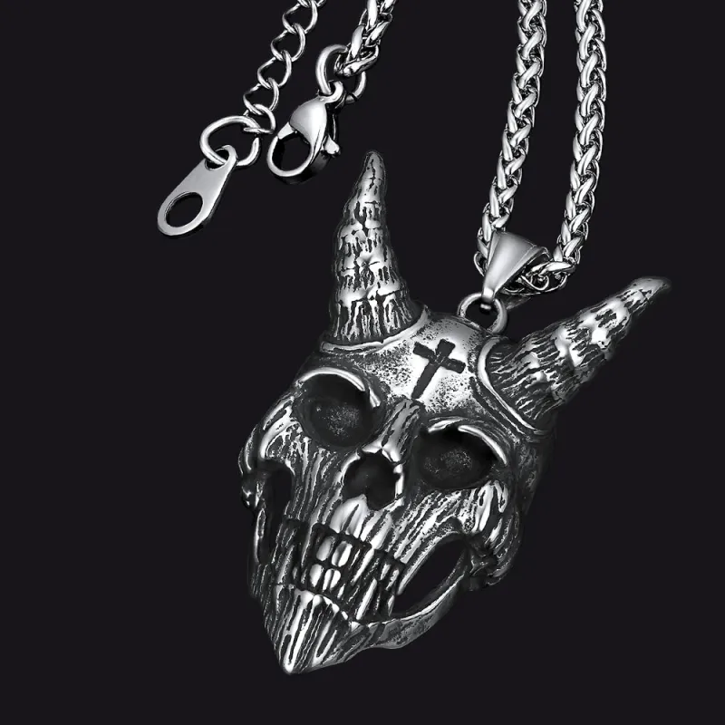 Gothic Skull Goat Necklace Devil Pendant for Men sold by FaithHeart