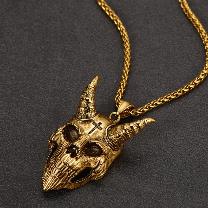 Gothic Skull Goat Necklace Devil Pendant for Men sold by FaithHeart product image thumbnail 5