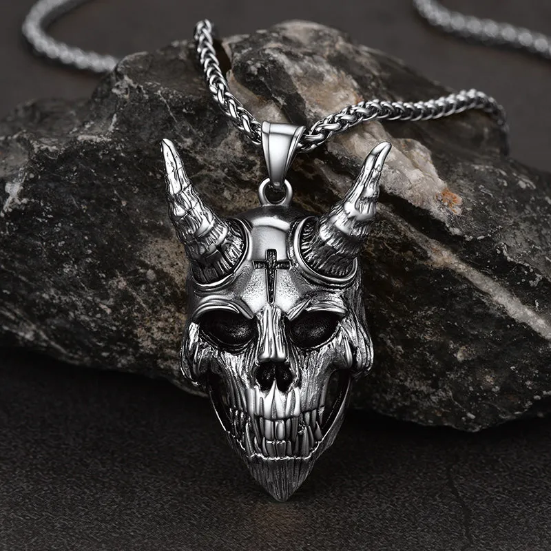 Gothic Skull Goat Necklace Devil Pendant for Men sold by FaithHeart product image thumbnail 3