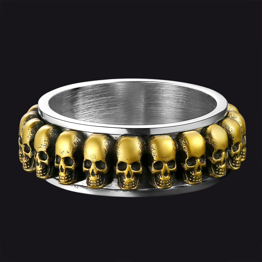 Gothic Skull Ring Anxiety Fidget Ring For Men sold by FaithHeart