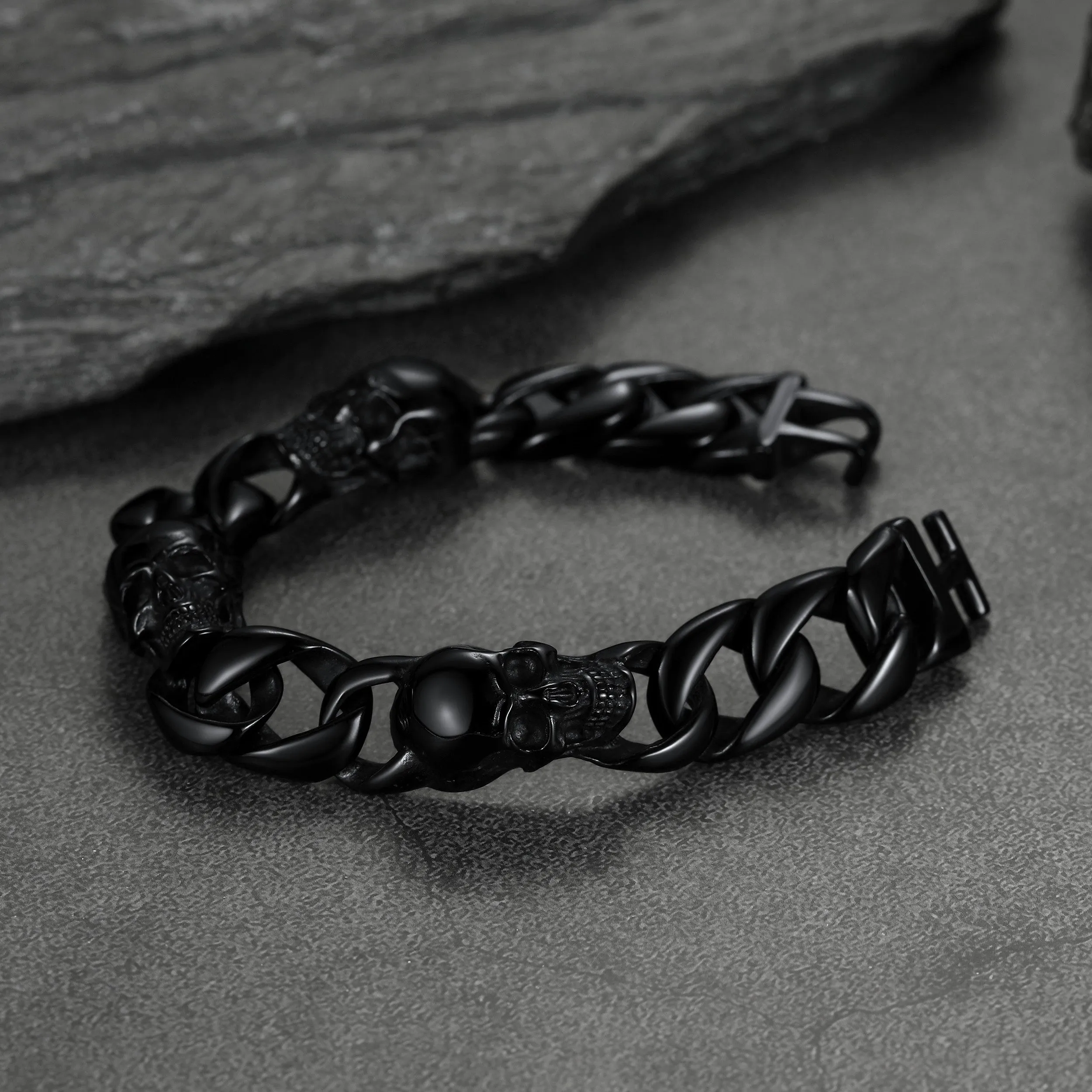 Gothic Skull Cuban Chain Bracelet For Men sold by FaithHeart product image thumbnail 4
