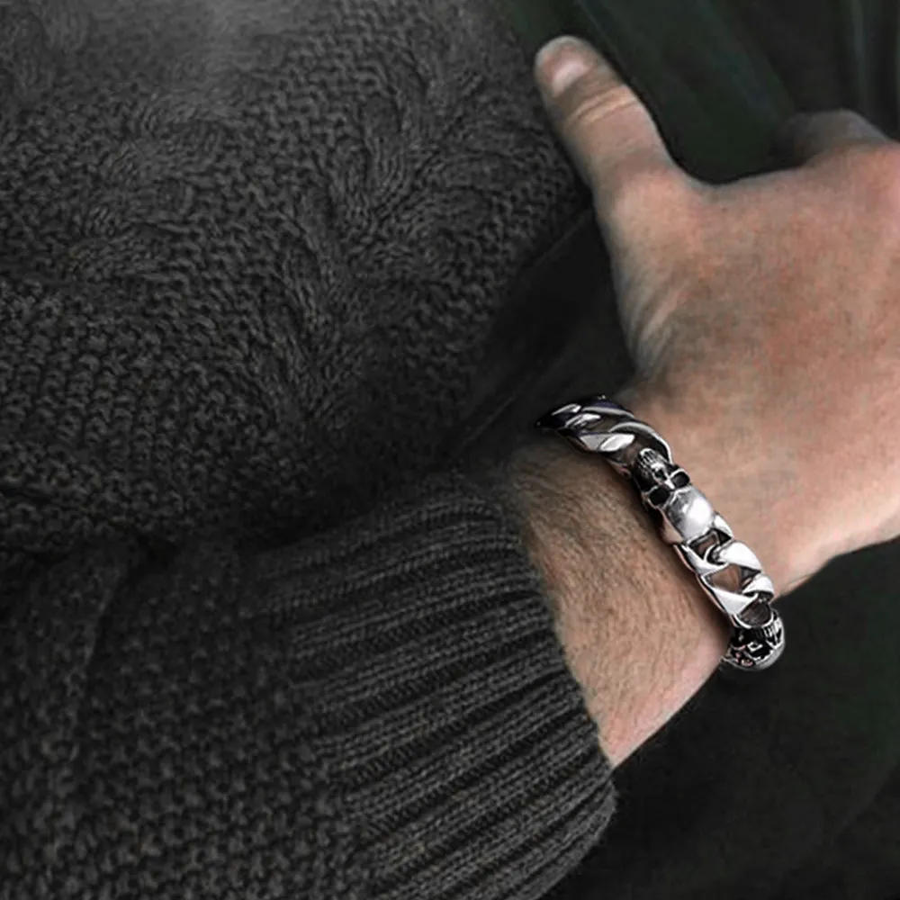 Gothic Skull Cuban Chain Bracelet For Men sold by FaithHeart product image thumbnail 2