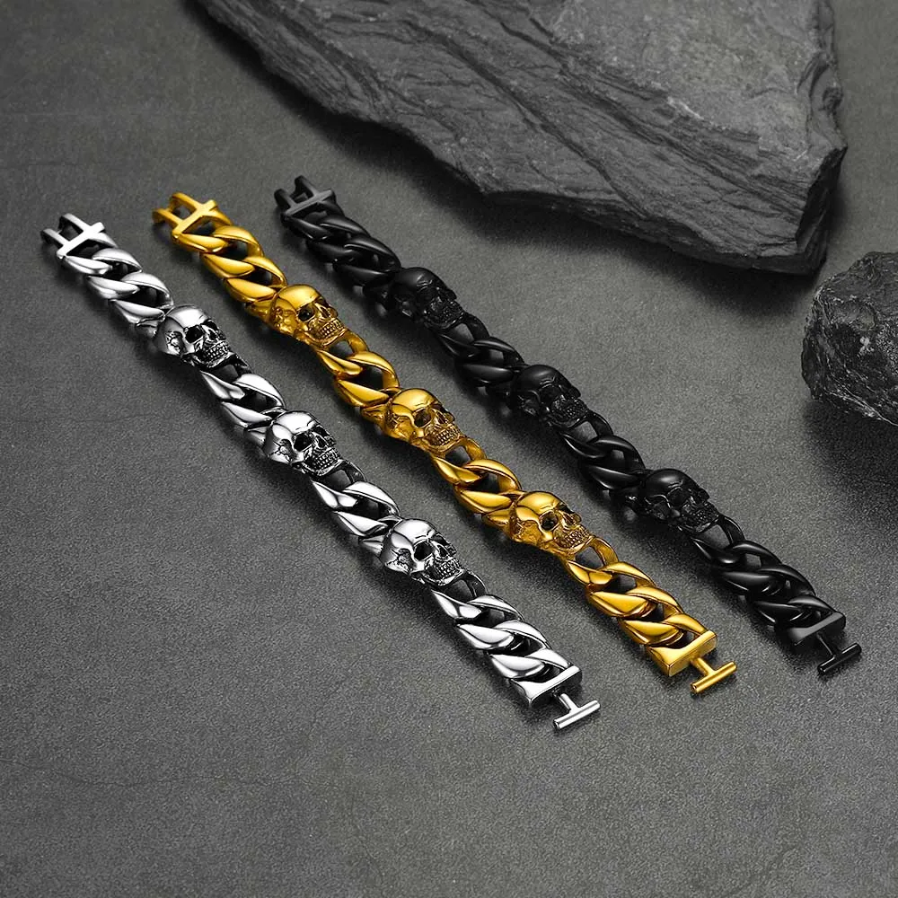 Gothic Skull Cuban Chain Bracelet For Men sold by FaithHeart product image thumbnail 3