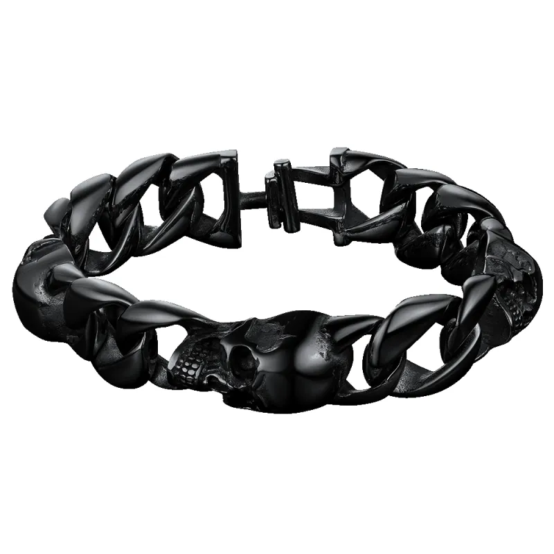 Gothic Skull Cuban Chain Bracelet For Men sold by FaithHeart