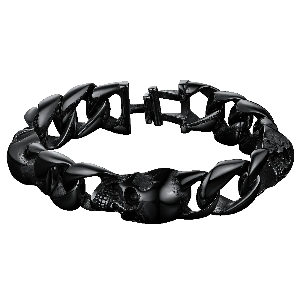 Gothic Skull Cuban Chain Bracelet For Men sold by FaithHeart