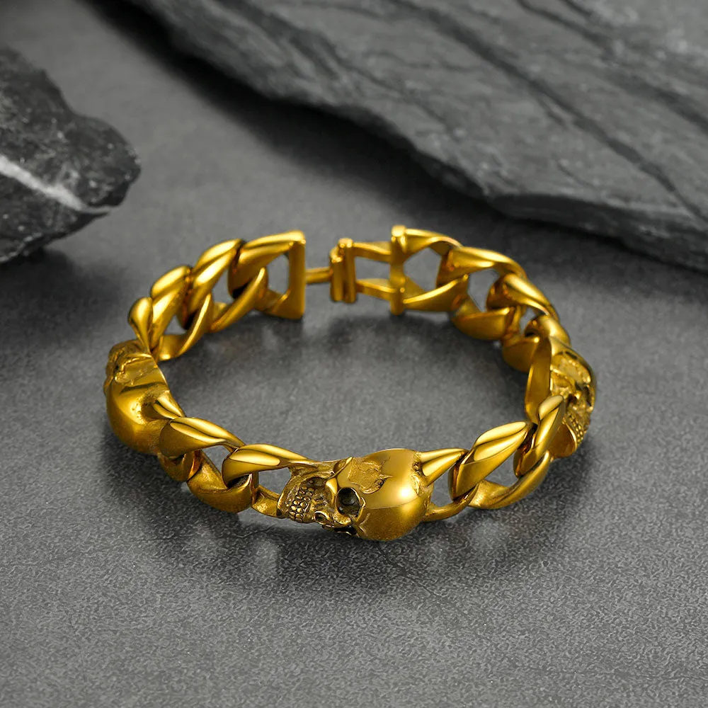 Gothic Skull Cuban Chain Bracelet For Men sold by FaithHeart product image thumbnail 5