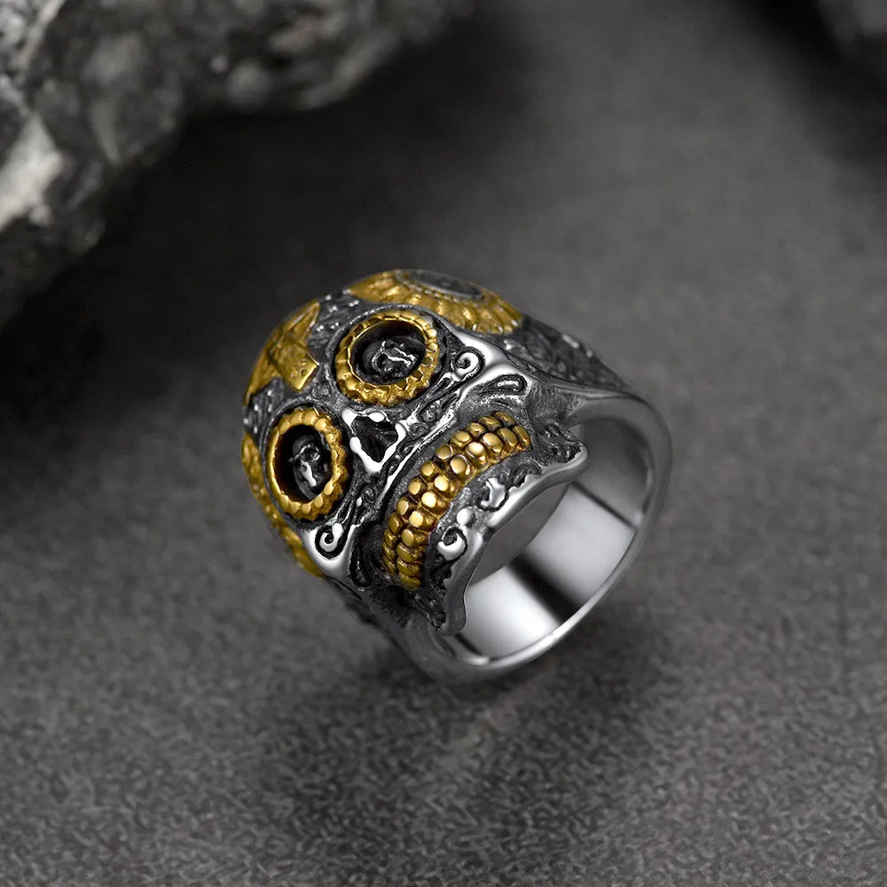 Gothic Punk Solid Sugar Skull Ring for Men sold by FaithHeart product image thumbnail 4