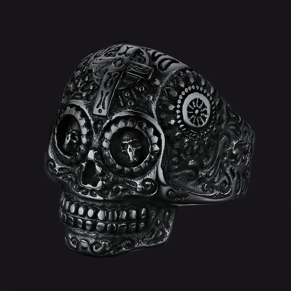 Gothic Punk Solid Sugar Skull Ring for Men sold by FaithHeart product image thumbnail 5