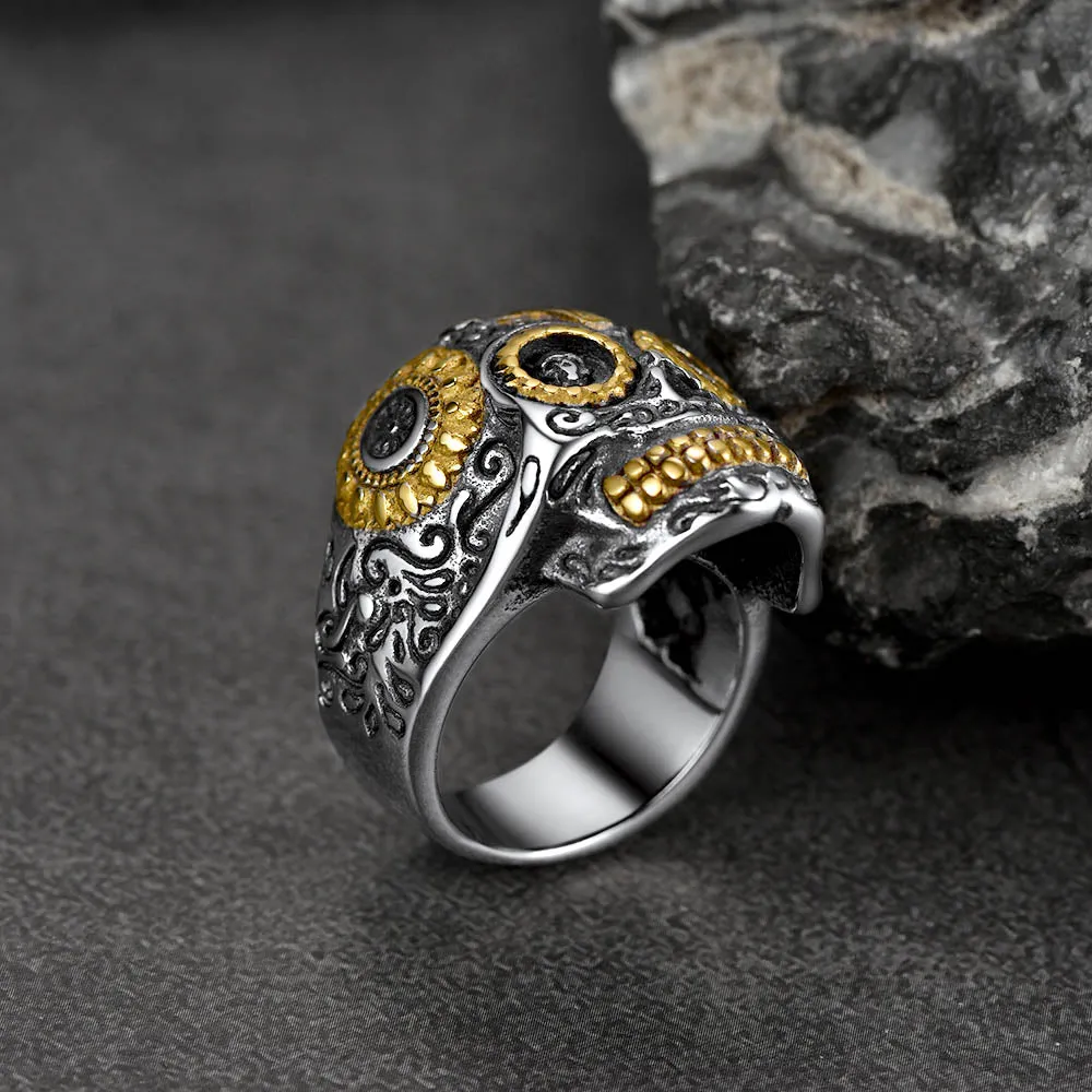 Gothic Punk Solid Sugar Skull Ring for Men sold by FaithHeart product image thumbnail 2