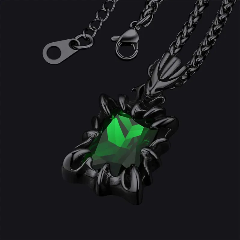 Gothic Crystal Ruby Dragon Claw Necklace for Men sold by FaithHeart