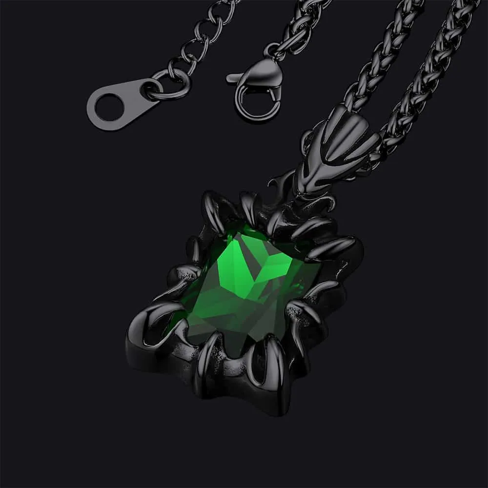 Gothic Crystal Ruby Dragon Claw Necklace for Men sold by FaithHeart