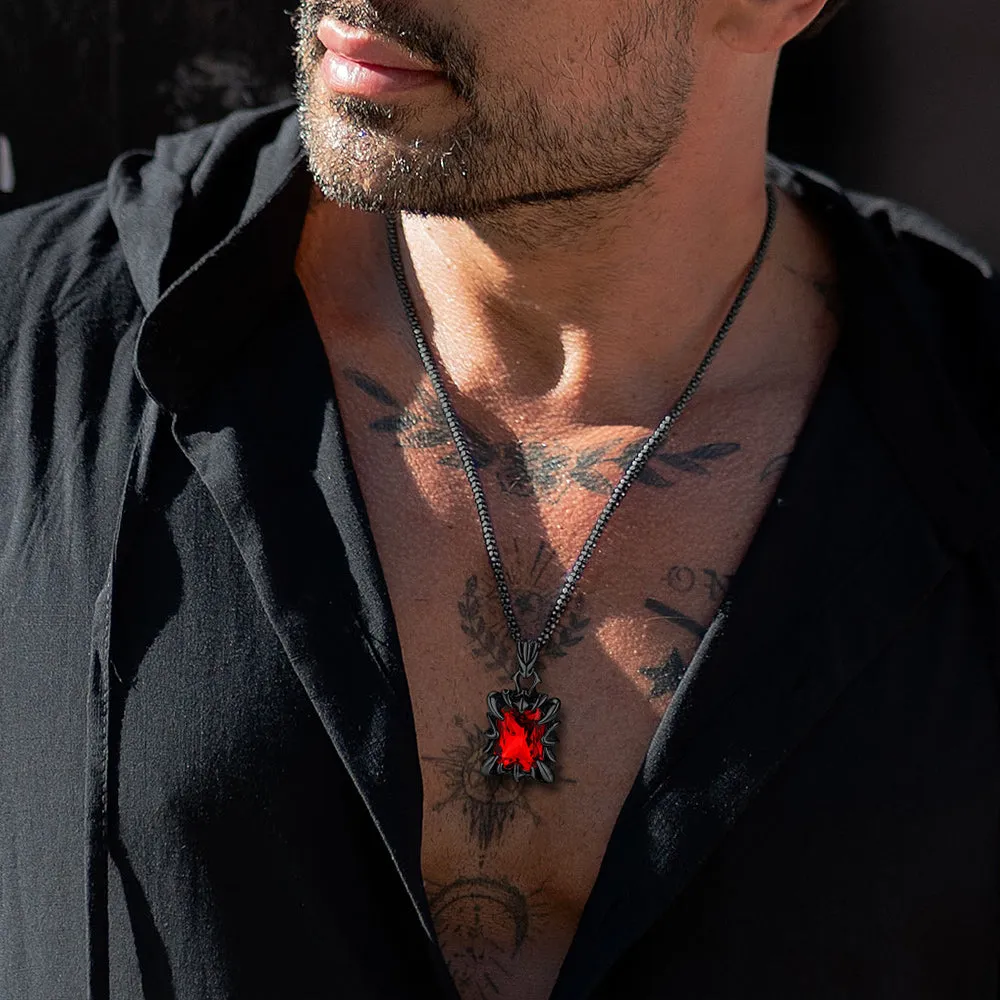 Gothic Crystal Ruby Dragon Claw Necklace for Men sold by FaithHeart product image thumbnail 2