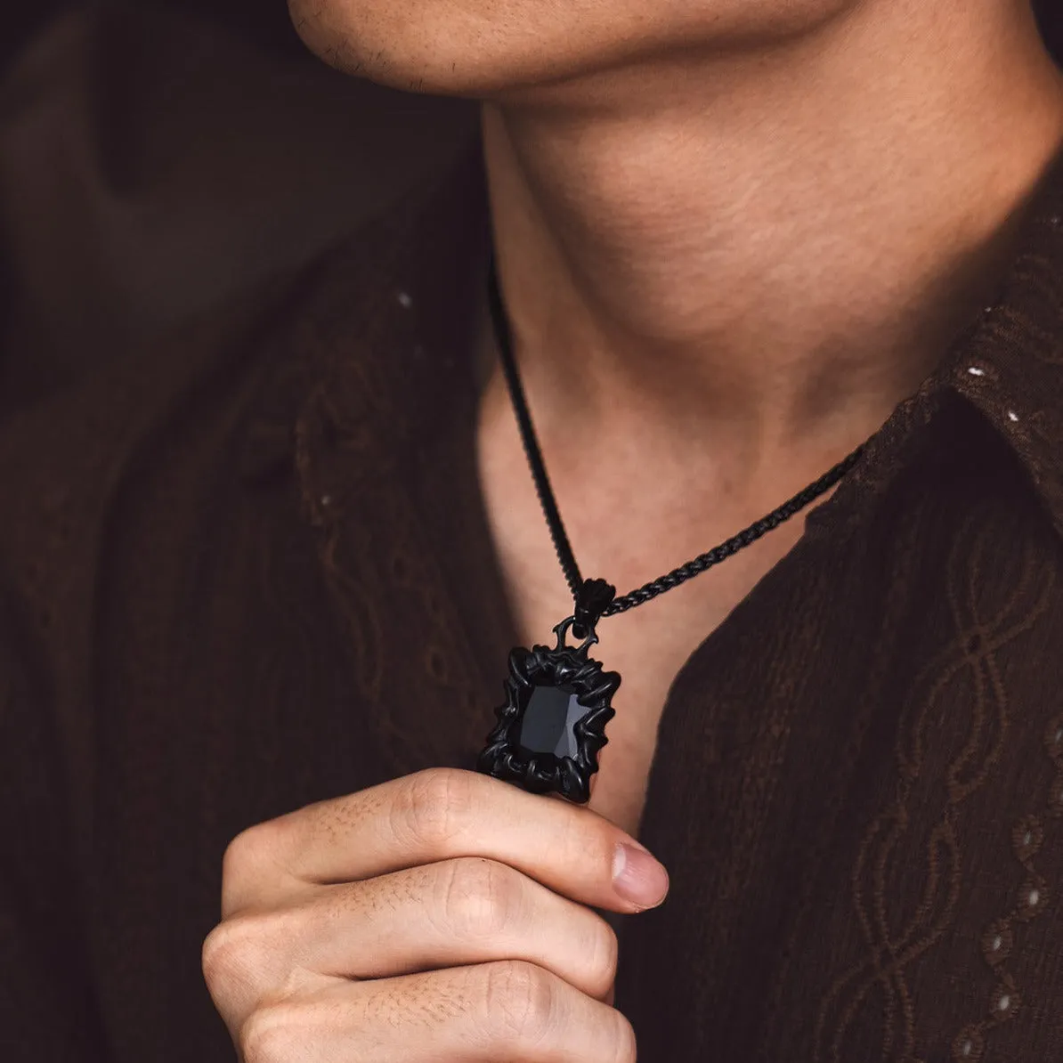 Gothic Crystal Ruby Dragon Claw Necklace for Men sold by FaithHeart product image thumbnail 4