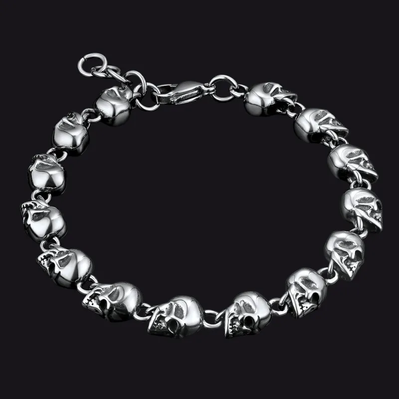 Gothic Linked Chain Skull Bracelet for Men sold by FaithHeart