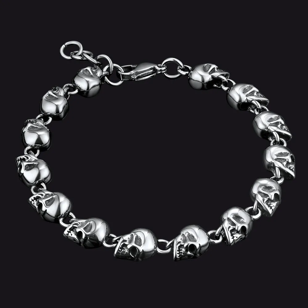 Gothic Linked Chain Skull Bracelet for Men sold by FaithHeart