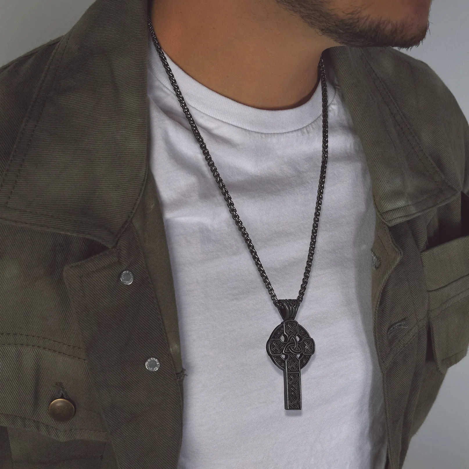 Irish Celtic Cross Necklace Pendant For Men Women sold by FaithHeart product image thumbnail 3