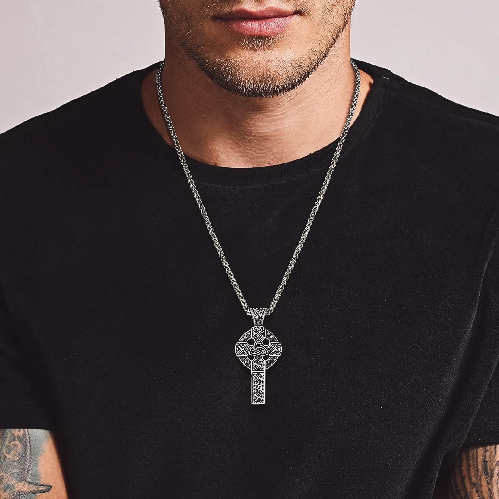 Irish Celtic Cross Necklace Pendant For Men Women sold by FaithHeart product image thumbnail 2