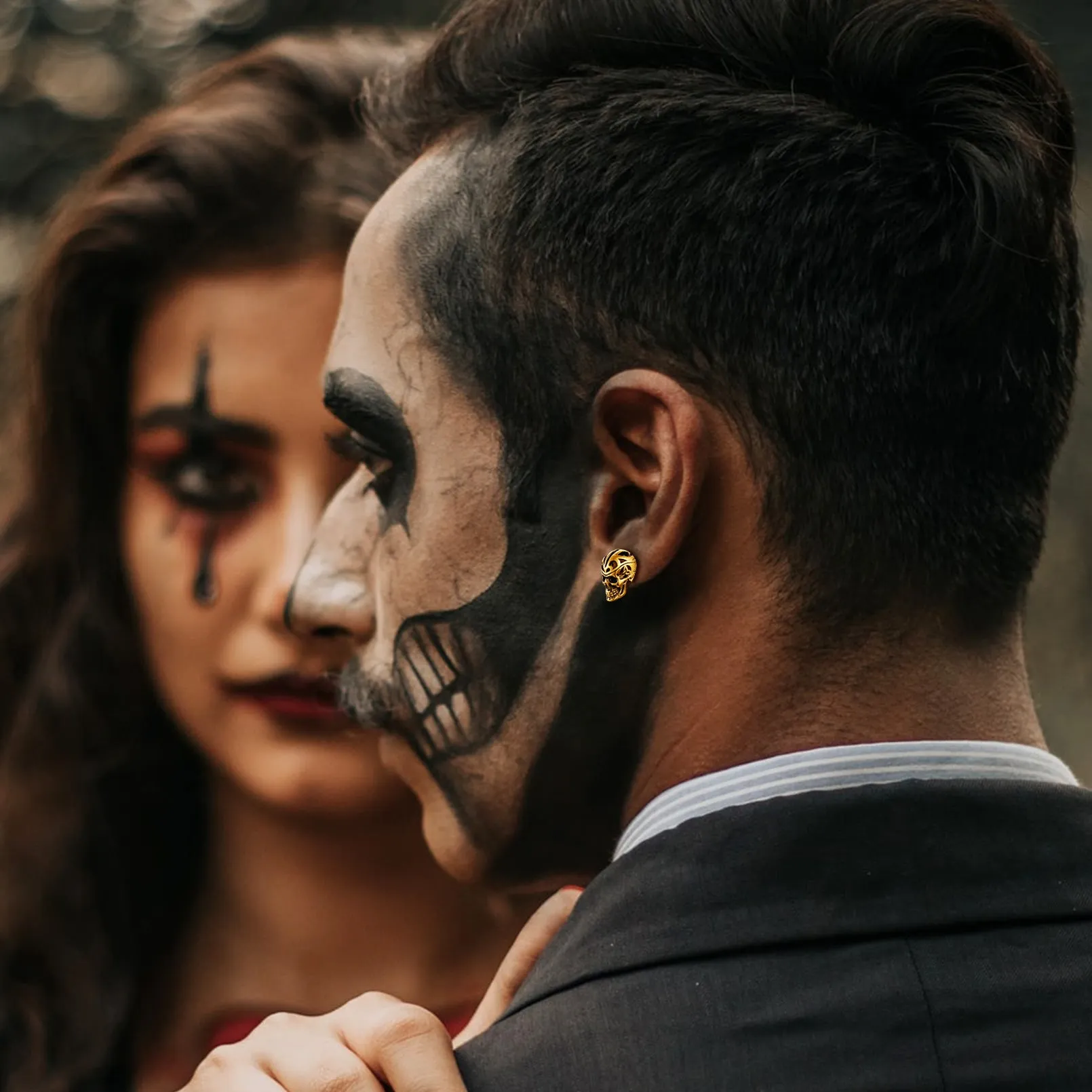 Gothic Celtic Knot Skull Stud Earrings For Men sold by FaithHeart product image thumbnail 2