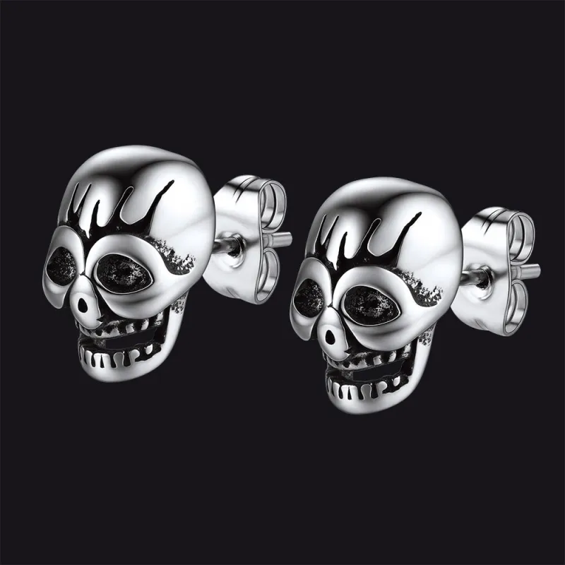 Gothic Skull Stud Earrings For Men Halloween Gift sold by FaithHeart