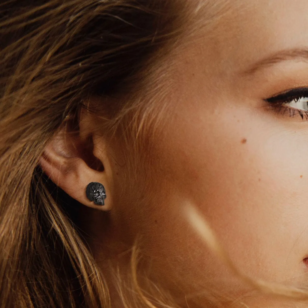 Gothic Flaming Skull Stud Earrings For Men sold by FaithHeart product image thumbnail 4