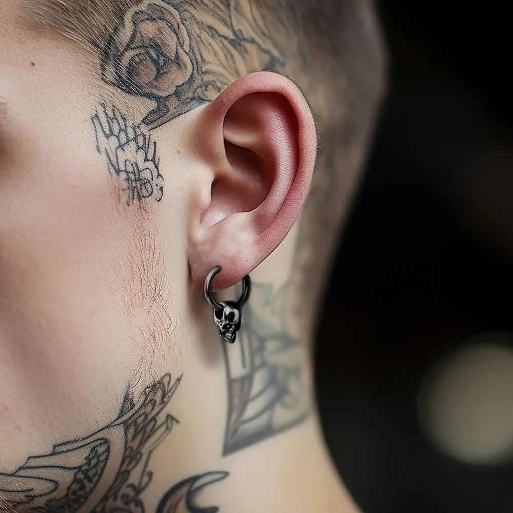 Cool Skull Hoop Dangle Earrings For Men Women sold by FaithHeart product image thumbnail 2