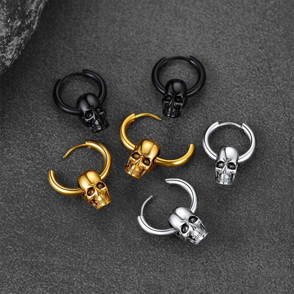 Cool Skull Hoop Dangle Earrings For Men Women sold by FaithHeart product image thumbnail 4
